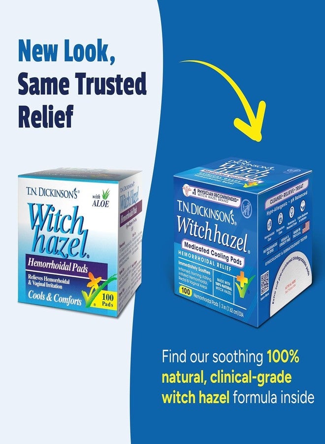 Dickinson's T.N. Dickinson's Hemorrhoidal Pads, Witch Hazel with Aloe, 100-Count Packages (Pack of 2) - Image 2
